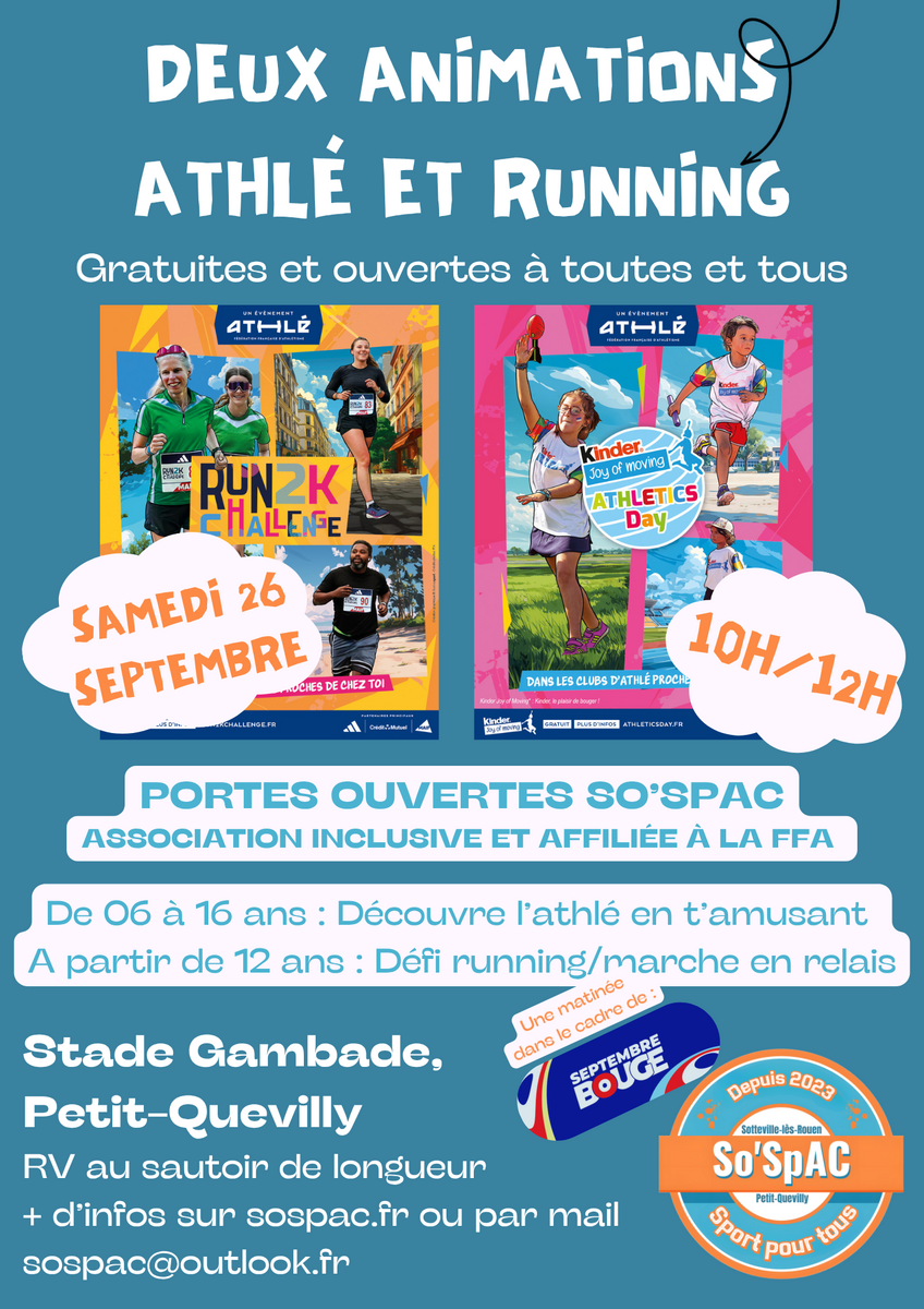 Portes ouverte : Kinder Athletic Day et Run 2K Challenge