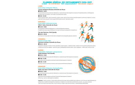 Planning des entrainements sportifs 2026-2027 : du choix et des nouveautés